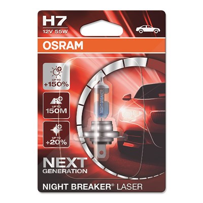 Osram NIGHT BREAKER® LASER H7 Einzelblister [Hersteller-Nr. 64210NL-01B] für Abarth, Alfa Romeo, Alpina, Audi, BMW, Chevrolet, Chrysler, Citroën, Daci von Osram