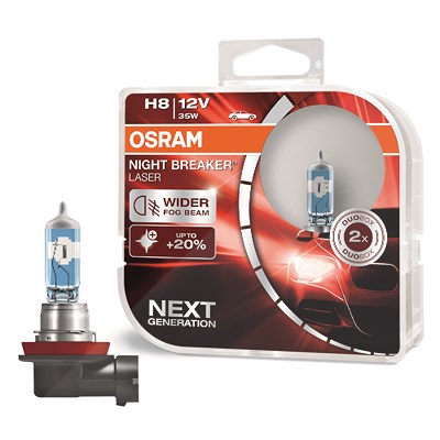 Osram NIGHT BREAKER® LASER H8 Duobox [Hersteller-Nr. 64212NL-HCB] für Alpina, Audi, BMW, Chevrolet, Citroën, Fiat, Ford, Ford Usa, Honda, Hyundai, Inf von Osram