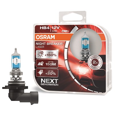 Osram NIGHT BREAKER® LASER HB4 Duobox [Hersteller-Nr. 9006NL-HCB] für Alpina, BMW, Cadillac, Chevrolet, Chrysler, Daihatsu, Dodge, Ford, Honda, Hyunda von Osram