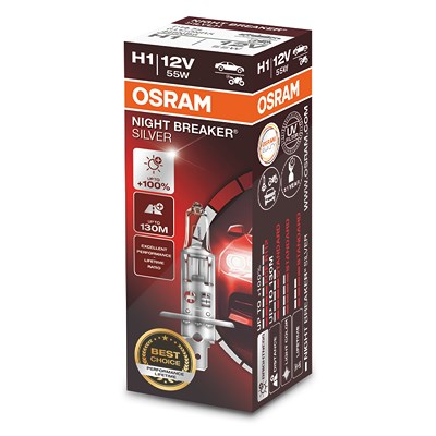 Osram NIGHT BREAKER® SILVER H1 Faltschachtel [Hersteller-Nr. 64150NBS] für Seat, Skoda, Subaru, Renault, Rover, Toyota, Smart, Volvo, Ssangyong, Uaz, von Osram