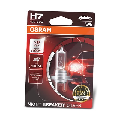 Osram NIGHT BREAKER® SILVER H7 Einzelblister [Hersteller-Nr. 64210NBS] für Chrysler, Volvo, Renault Trucks, Mercedes-Benz, Lincoln, Shuanghuan, Vauxha von Osram