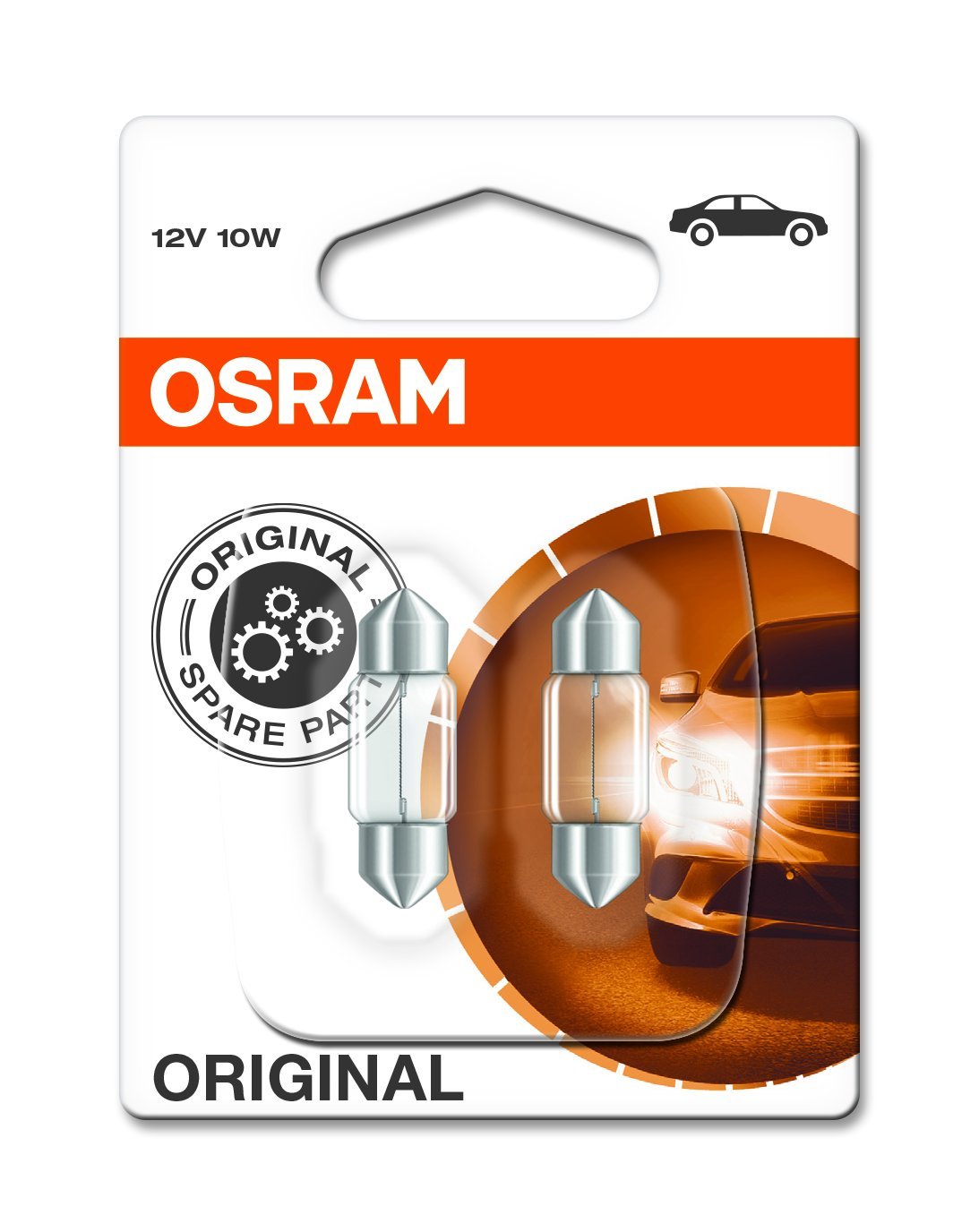 Osram ORIGINAL (C10W), 6438-02B, 12V, Doppelblister, Gelb, gelb von Osram