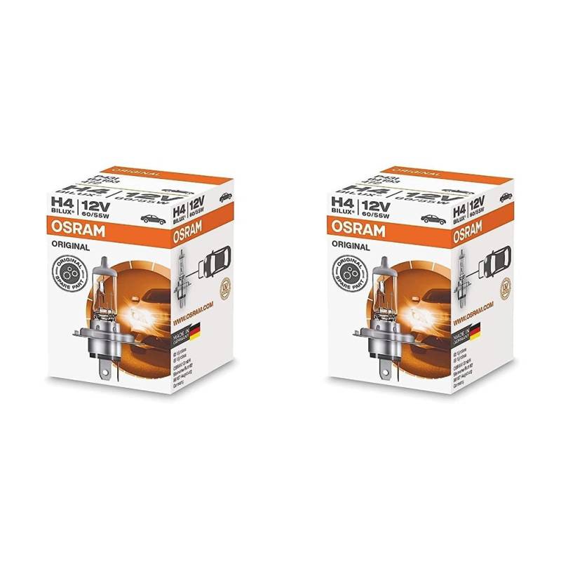 Osram ORIGINAL H4, Halogen-Scheinwerferlampe, 64193, 12V PKW, Faltschachtel (1 Stück) (Packung mit 2) von Osram