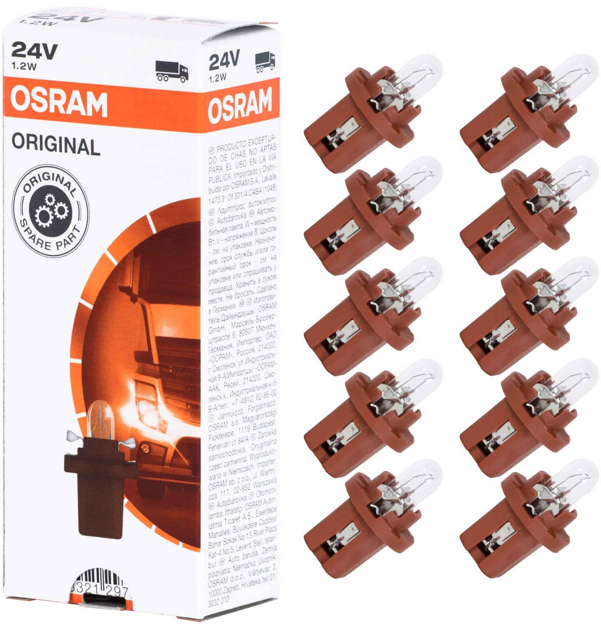 Osram ORIGINAL Sockel Sonderlampe BX8.5d, 2741MFX, 24V, 10er Faltschachtel von Osram