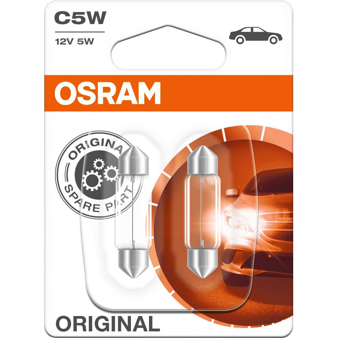 Osram Original Leuchtmittelpaar C5W 12V, 5W Soffitte 36mm SV8.5-8 von Osram