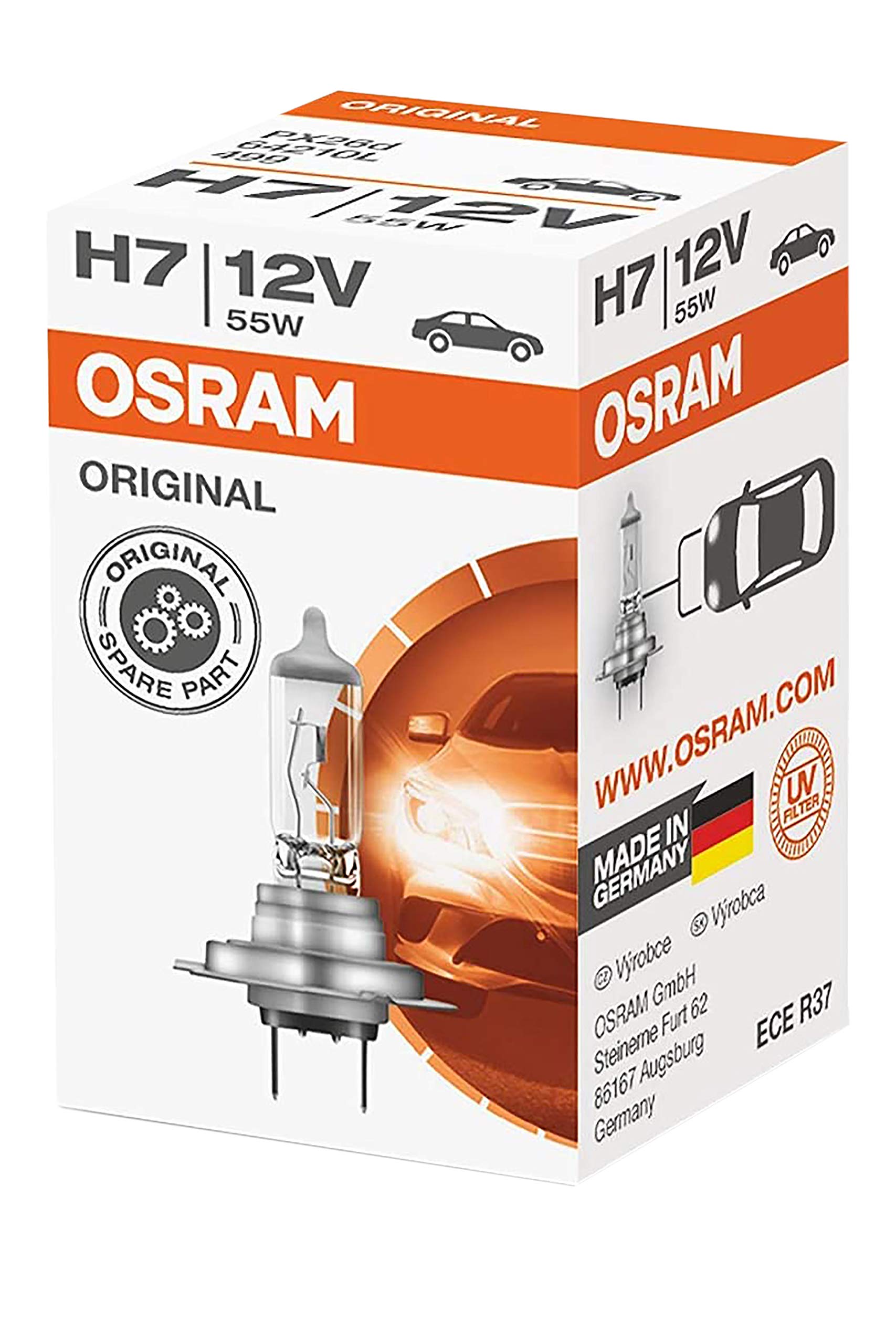 Osram Original Line 64210L, H7, Longlife, Halogen-Scheinwerferlampe, 64210L, 12V, 1.500lm, 1er Faltschachtel von Osram