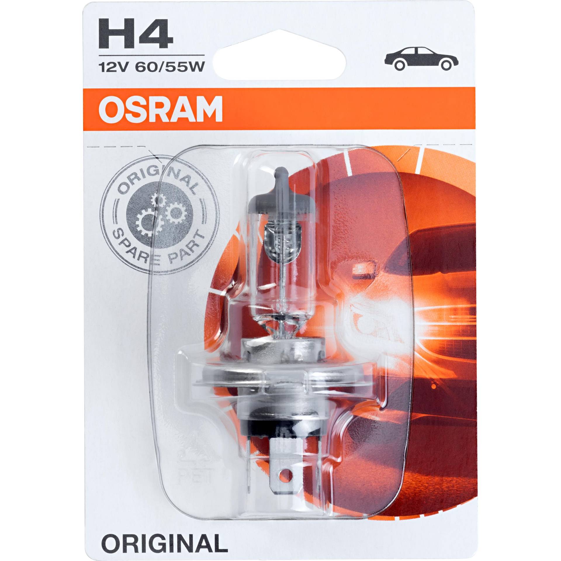 Osram Orignal Leuchtmittel H4 12V, 60/55W Stecksockel P43t von Osram