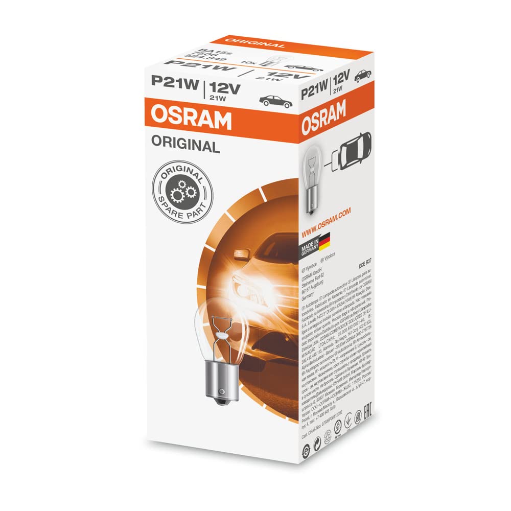 Osram P21W 21 Watt 12 Volt BA15s 7506 Werkstattpackung (10 Stück) KFZ Lampe von Osram