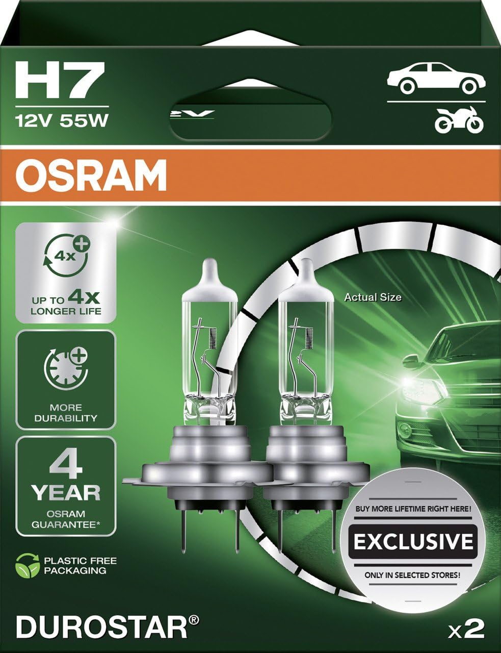 Osram Scheinwerferlampe H7 Durostar 2.0 2 Stück von Osram