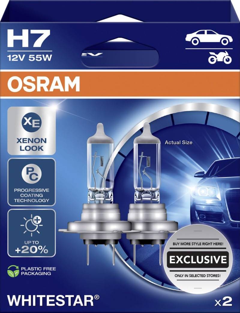 Osram Scheinwerferlampe H7 Whitestar 2.0 2 Stück Scheinwerferlampe von Osram