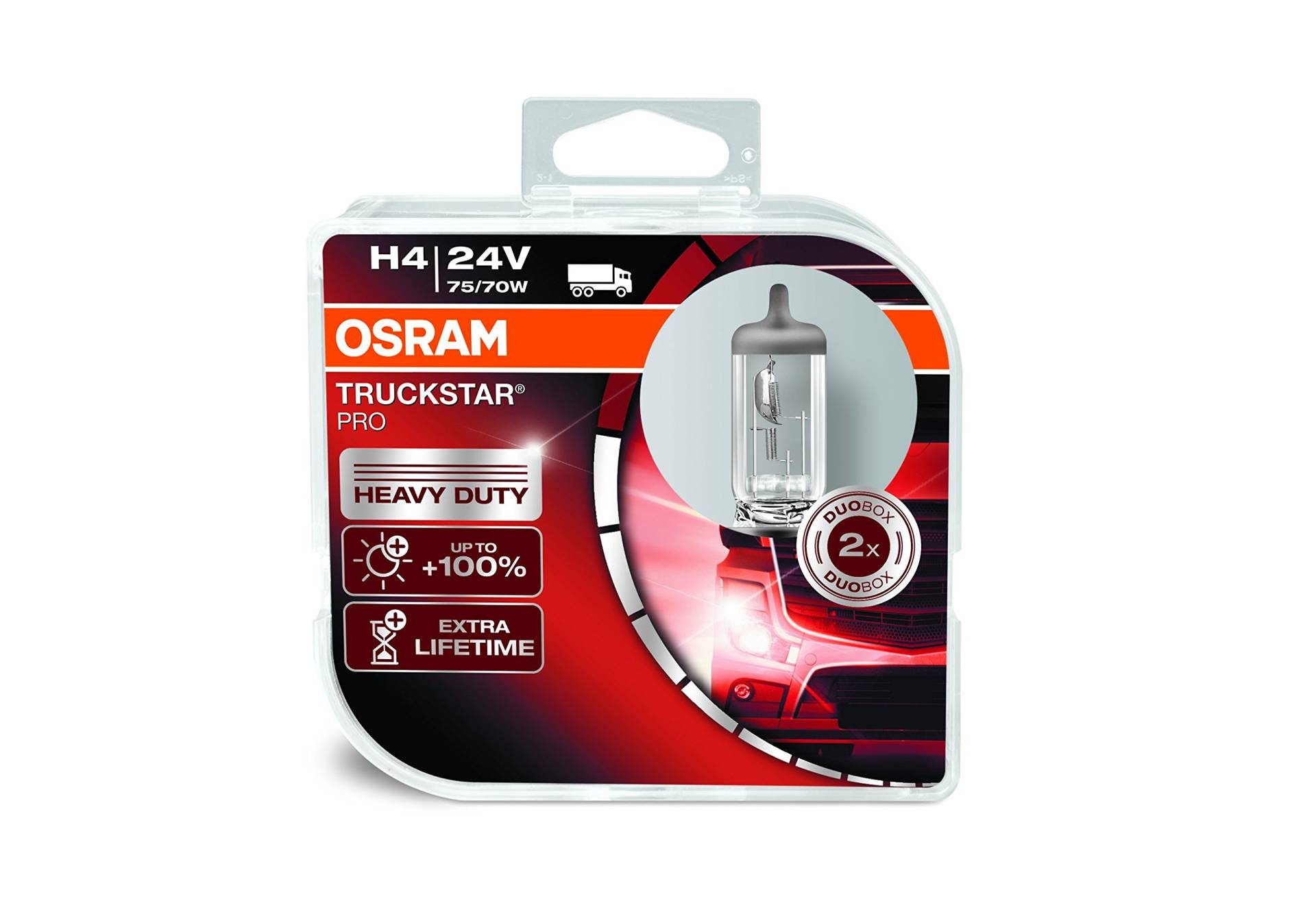 Osram TRUCKSTAR PRO H4, Frontscheinwerfer, 64196TSP-HCB, 24V, Duobox von Osram