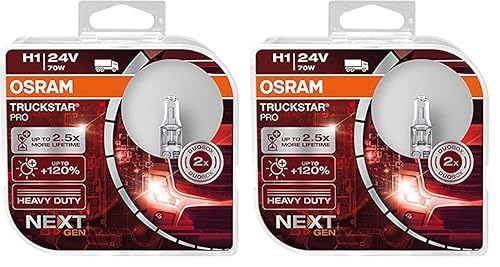 Osram TRUCKSTAR Pro H1, Frontscheinwerfer, 64155TSP-HCB, 24V, Duobox, Duo Box, andere, silber (Packung mit 2) von Osram