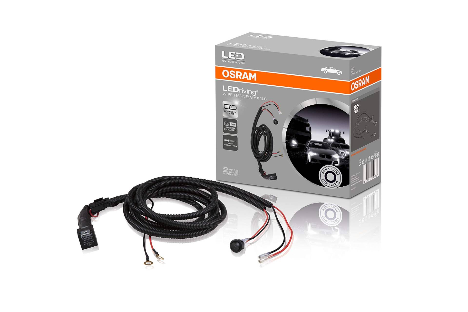 Osram WIRE HARNESS AX 1LS, Kabelbaum für KFZ Lichtleisten, Kabelbaumkit, Kabellsatz zur Installation einer Lichtquelle, Adapter Scheinwerfer, LEDDL ACC 101, Schwarz von Osram