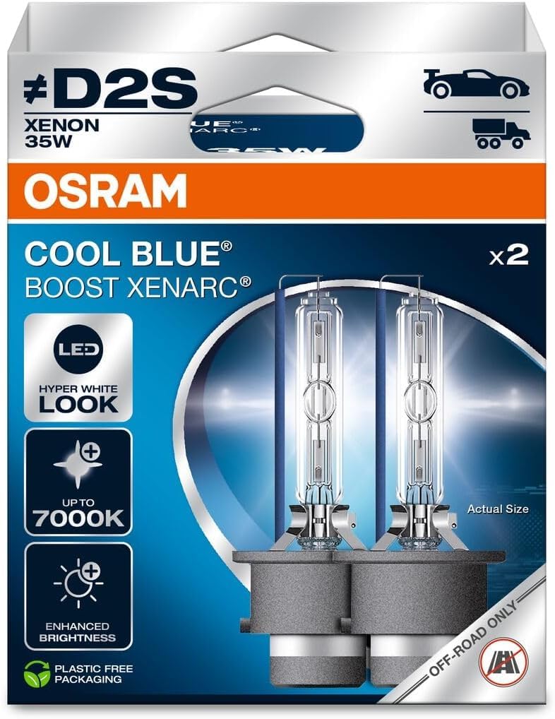 Osram XENARC® Cool Blue Boost, D2S, Xenon Headlight Lamps, 7000K, Hanging folding box (2 lamps), offroad use only von Osram