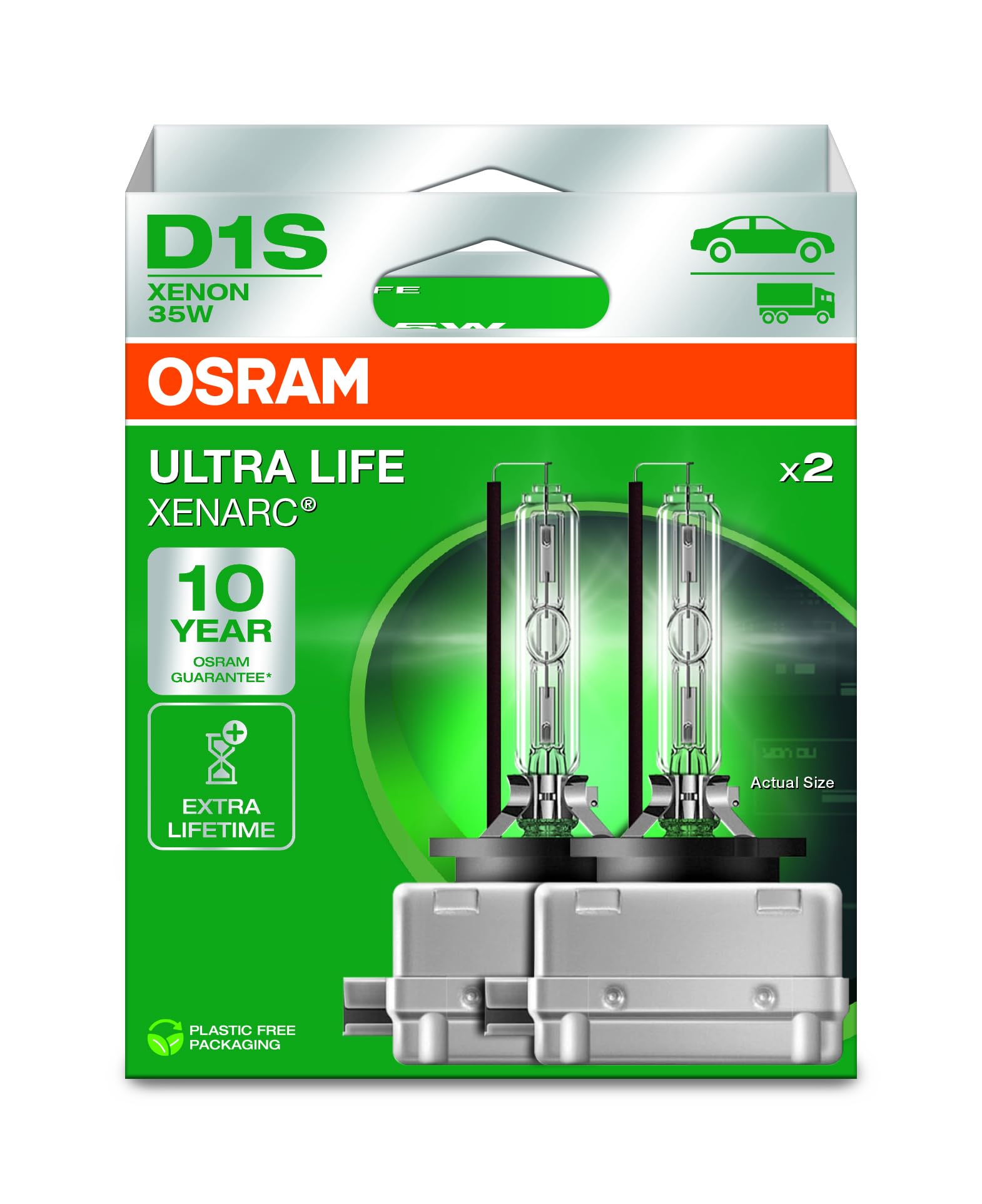 OSRAM XENARC ULTRA LIFE, D1S, Xenon-Scheinwerferlampen, Hängebox (2 Lampen) von Osram