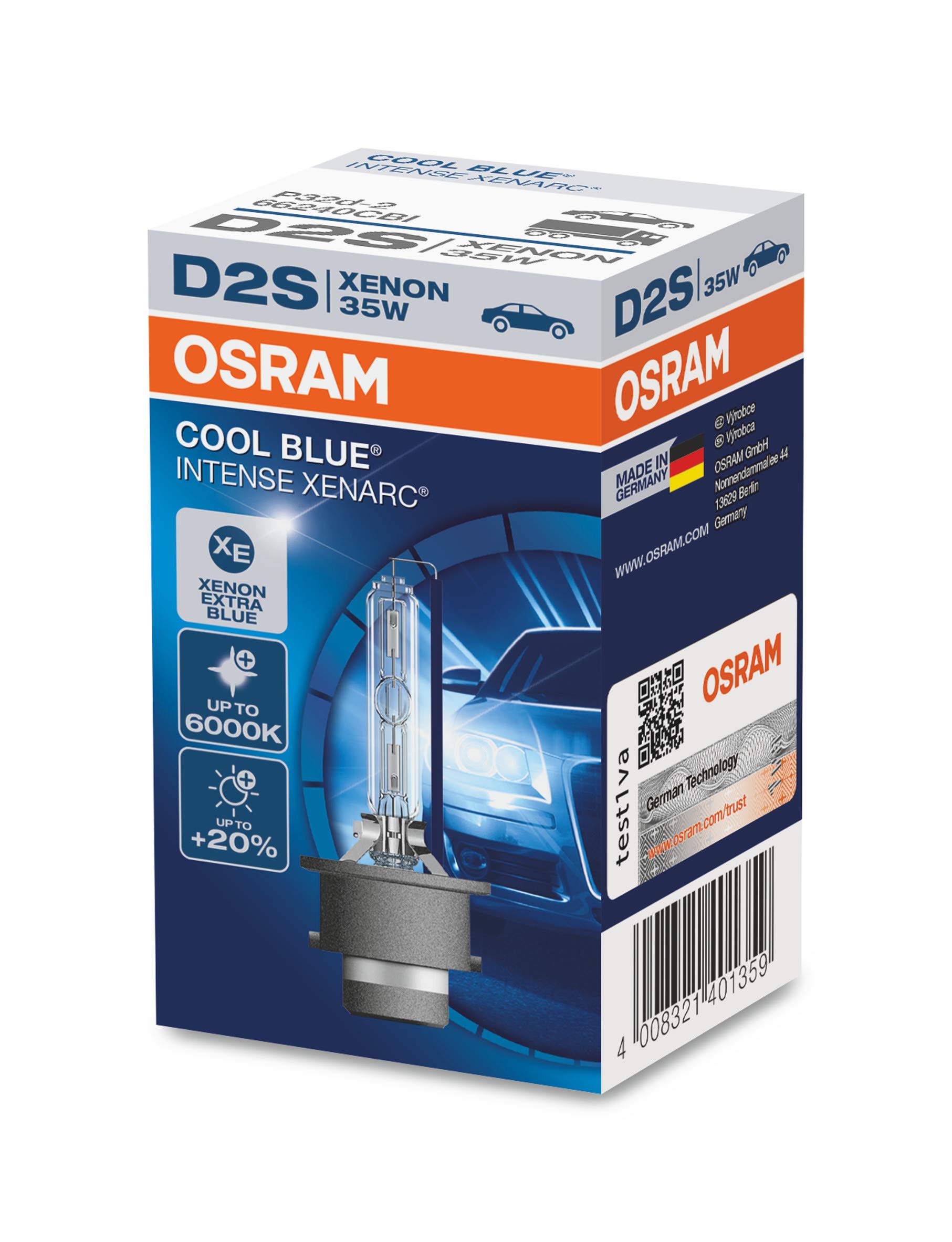 Osram XENARC COOL BLUE INTENSE D2S HID Xenon-Brenner, Entladungslampe, 66240CBI, Faltschachtel (1 Stück) von Osram