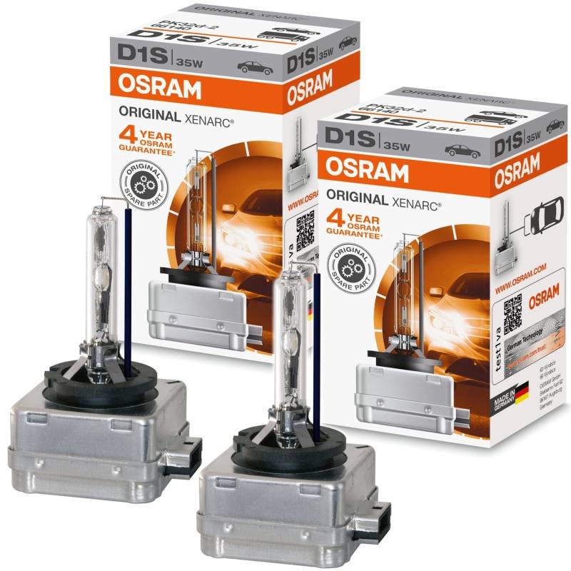 Osram Xenarc Original D1S HID Xenon-Brenner, Entladungslampe, Erstausrüsterqualität OEM, 66140, Faltschachtel (2 Stück) von Osram