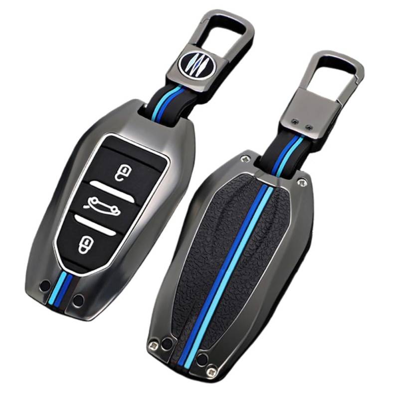 Otai Autoschlüssel Etui aus Zinklegierung Abdeckung Kompatibel mit Peugeot 308 408 508 Citroen C4 C4L C6 Intelligente Schlüsselhülle (Matt) von Otai