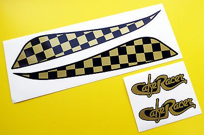 Other Cafe Racer Stil Gold SCHACHBRETTMUSTER Tank Aufkleber Sticker Set inklusive Logo von Other