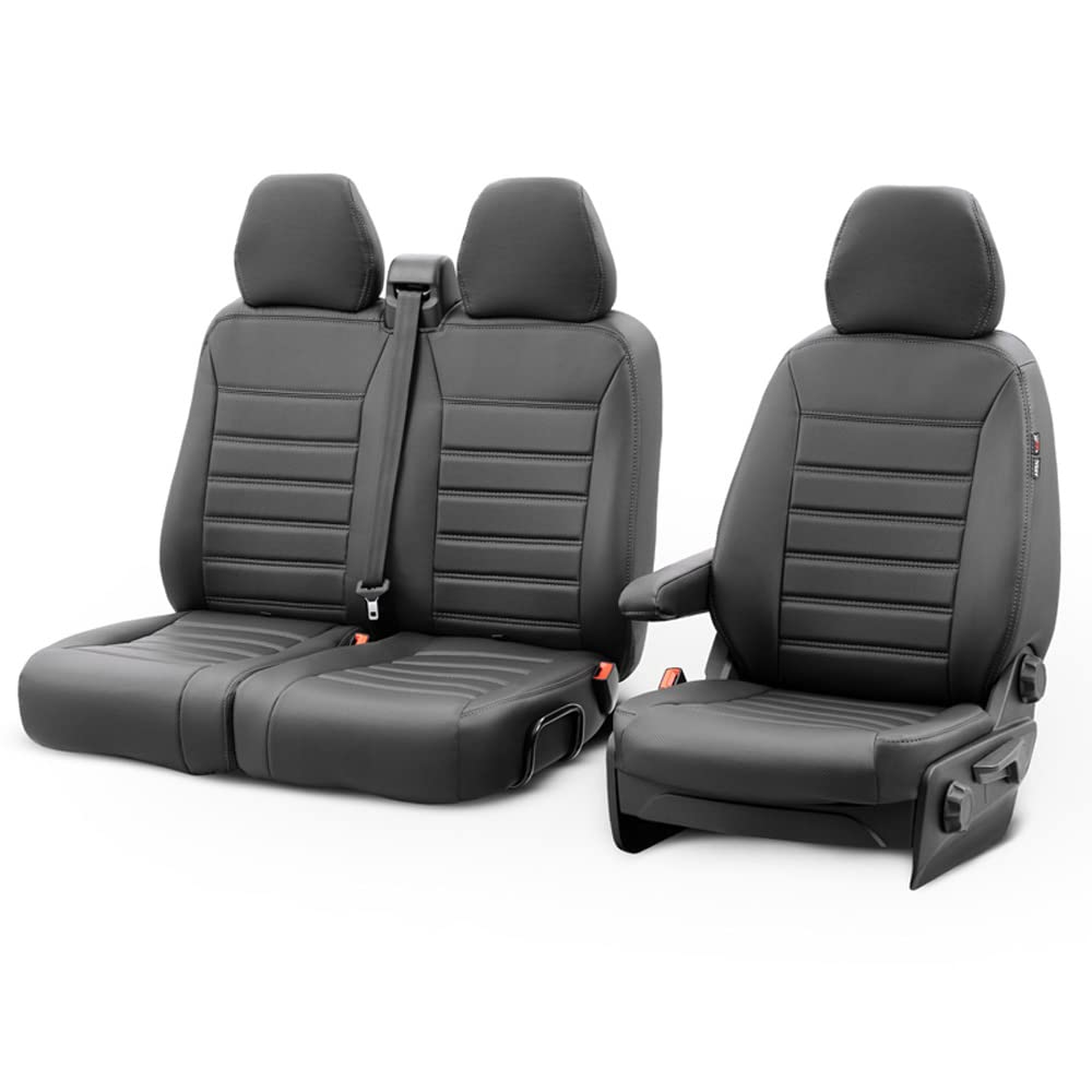 otoM New York Design Kunstleder Sitzbezüge 2+1 kompatibel mit Renault Trafic/FIAT Talento/Nissan NV300/Opel Vivaro 2014- (Geteilte Sitz/Rückenlehne Sitzbank) von OtoM