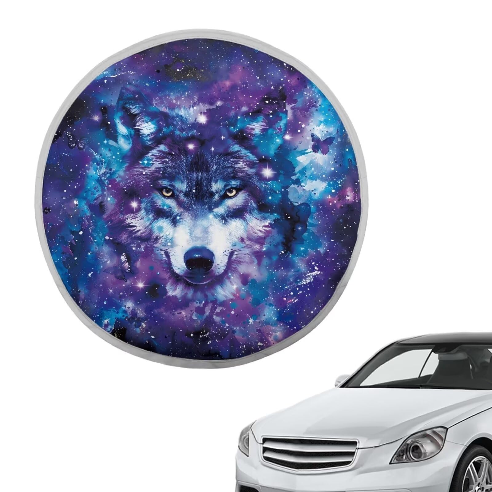 Galaxy Wolf, 1 Stück, Sonnenschutz für das Lenkrad, Schutz vor Sonne, Hitze und UV-Strahlen, Fahrzeugzubehör, universell für Autos, LKWs, SUVs, Vans von Oudrspo