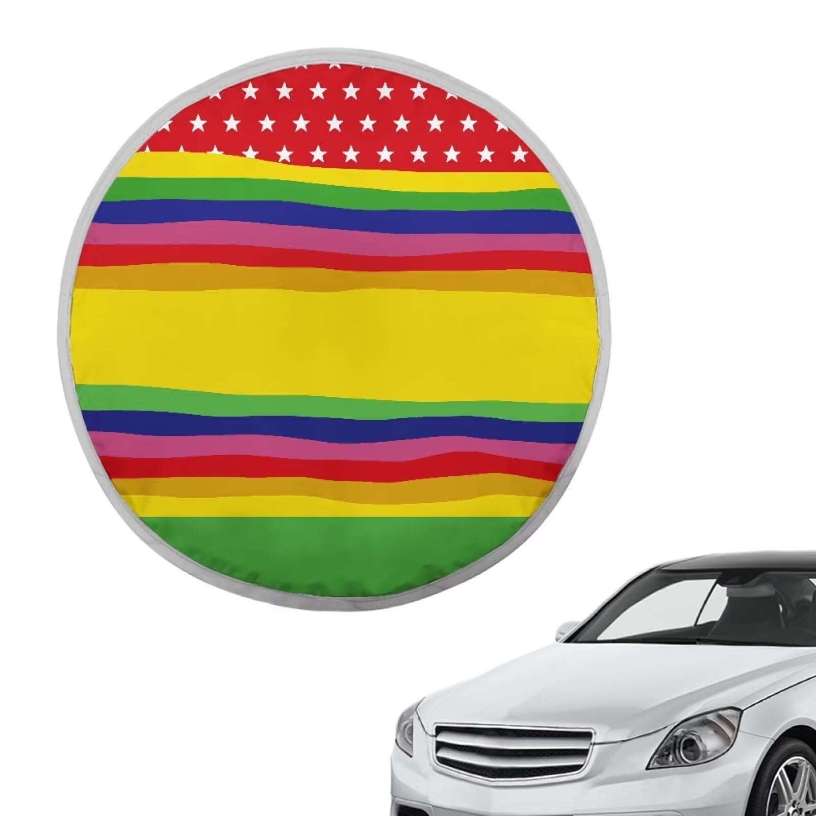 Lenkradbezug mit Regenbogenmuster, Sonnenschutz, Wärmereflektor, 1 Stück, passend für die meisten Jumbo-/Standard-Autolenkräder (43,2 x 43,2 cm), passend für Autos, LKWs, SUVs und Vans von Oudrspo