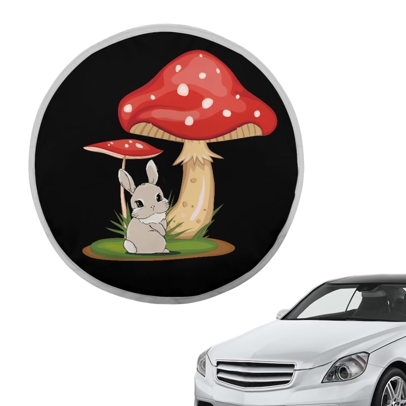 Mushroom Rabbit 1 Stück Sonnenschutz für das Lenkrad, Sonnenhitze und UV-Strahlen, universelle Passform, 17 Zoll Auto-Ruderschutz von Oudrspo