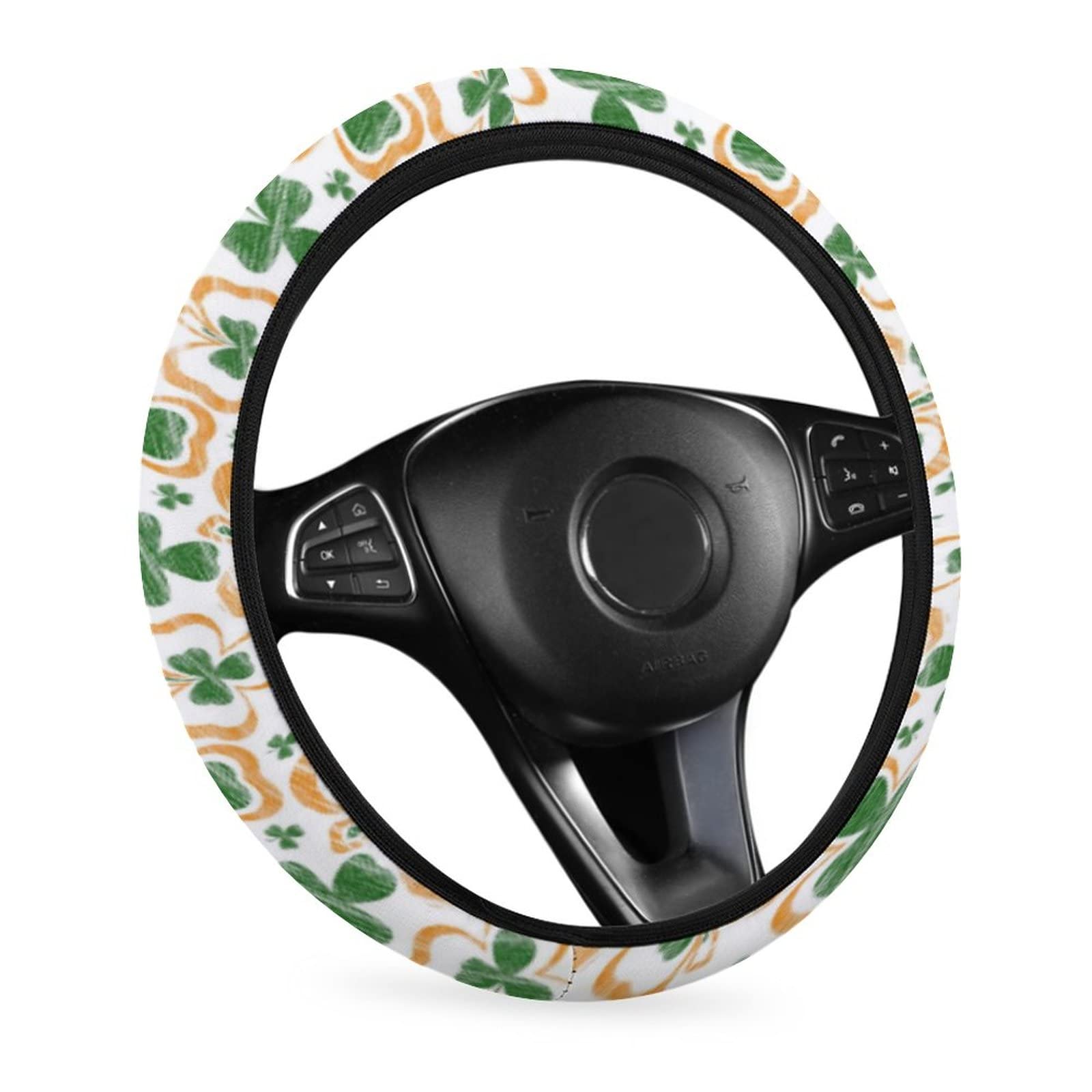 St. Patrick's Day mit Kleeblatt-Autolenkradbezug, Rutschfester Lenkradschutz für die Innendekoration des Autos von Oudrspo