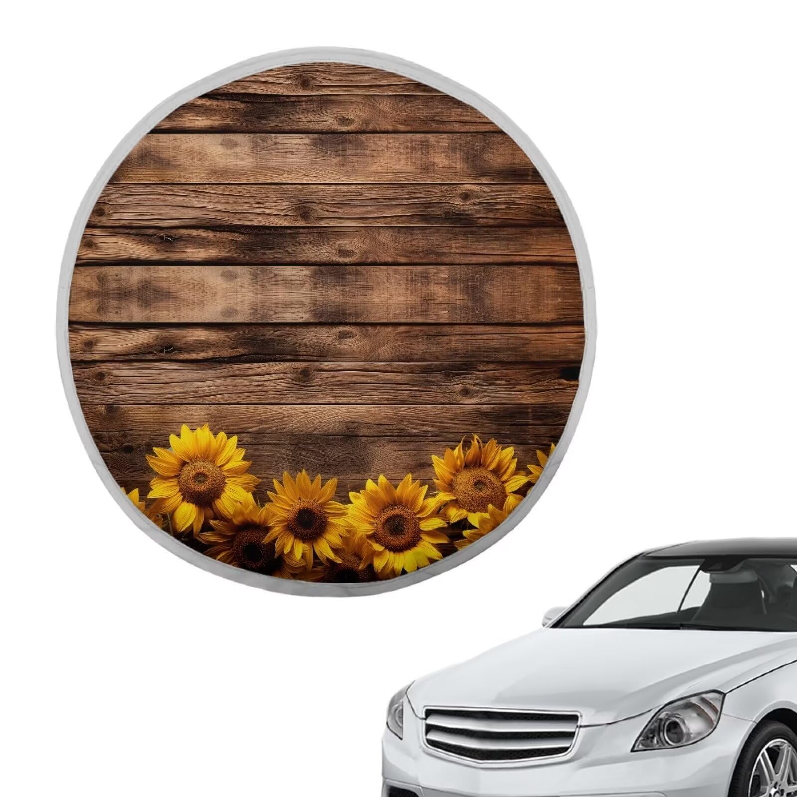 Sunflower 1 Lenkradbezug, Sonnenschutz, Wärmereflektor, passend für die meisten Jumbo-/Standard-Auto-Ruder (17" x 17"), passend für Autos, LKWs, SUVs und Vans von Oudrspo