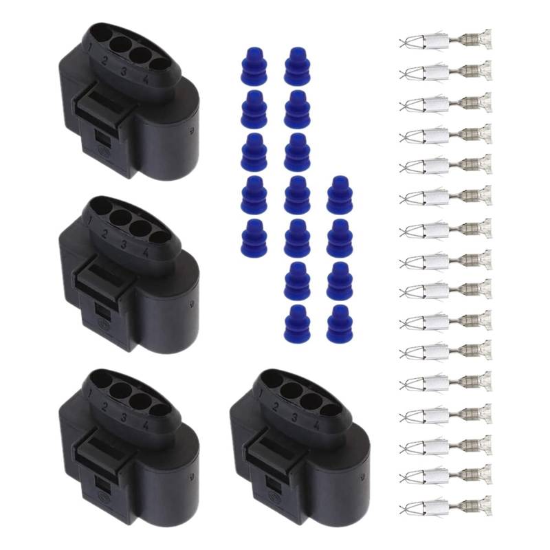 OueTyra [Replacement] 4Pcs Auto Zündspule Stecker 4 Pin Buchse mit Buchse Terminal und Dichtung for Passat for B5 for AUDI-1J0973724 von OueTyra