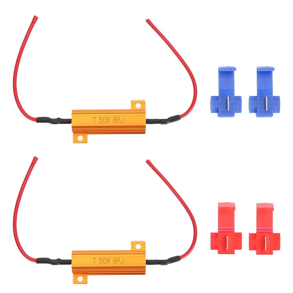 24 V LED-Widerstand, 2 Stück, 50 W, 8 Ohm, Drahtlastwiderstand, Decoder, Fix-LED-Lampen, Hyper-Flash-Blinker, Blinker von Ouitble