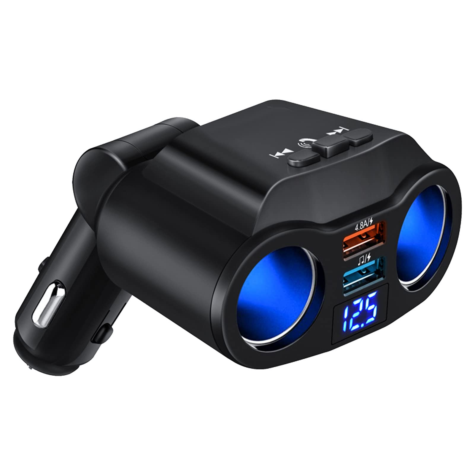 Auto-Ladegerät-Feuerzeug-Adapter, Bluetooth 2-Buchsen-Feuerzeug-Splitter-Multifunktions-Auto-Ladegerät-Adapter mit zwei USB-Anschlüssen von Ouitble