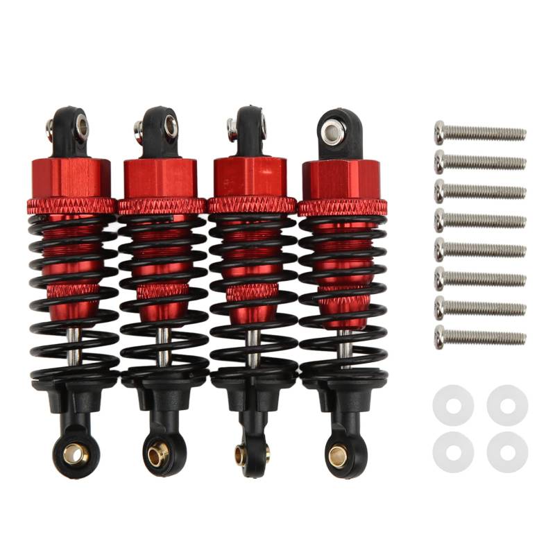 4er-Pack Stoßdämpfer Dämpfer RC Einstellbare Stoßdämpferfedern Set Upgrade-Teile für TT-01 TT-02 TA05 TL-01 TA03 MF-01X(Rot) von Oumefar