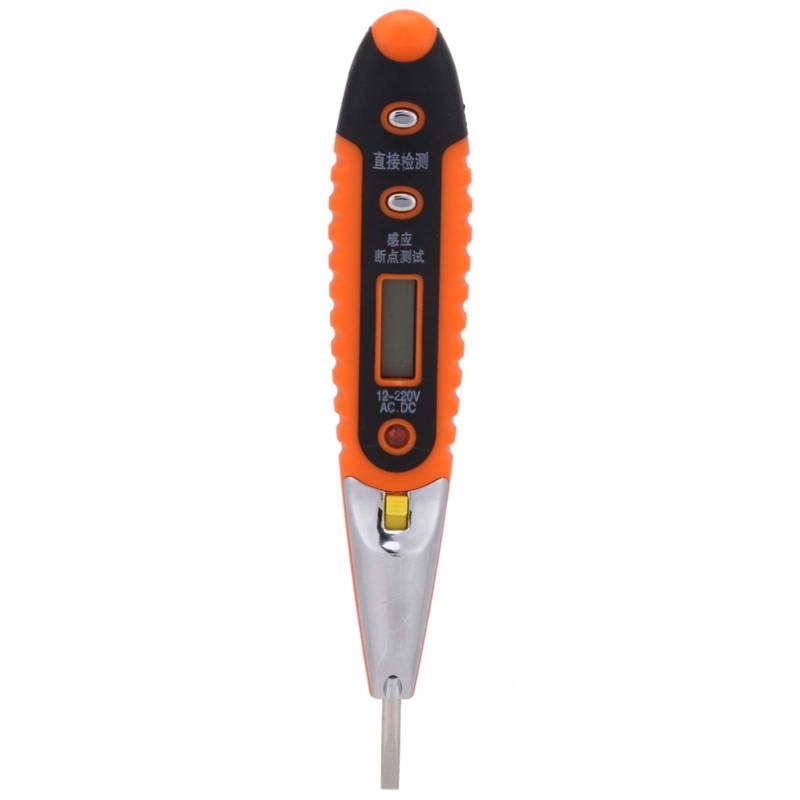 Advanced Digital AC DC-Spannungsprüfgerät Detektor-Tool LED-Anzeigetest Empfindlichkeit Berührungsloser Stift 12 bis 220 V Anzeige für niedrigen Batteriestand des Heimwerkzeugs(Mit Licht) von Oumefar