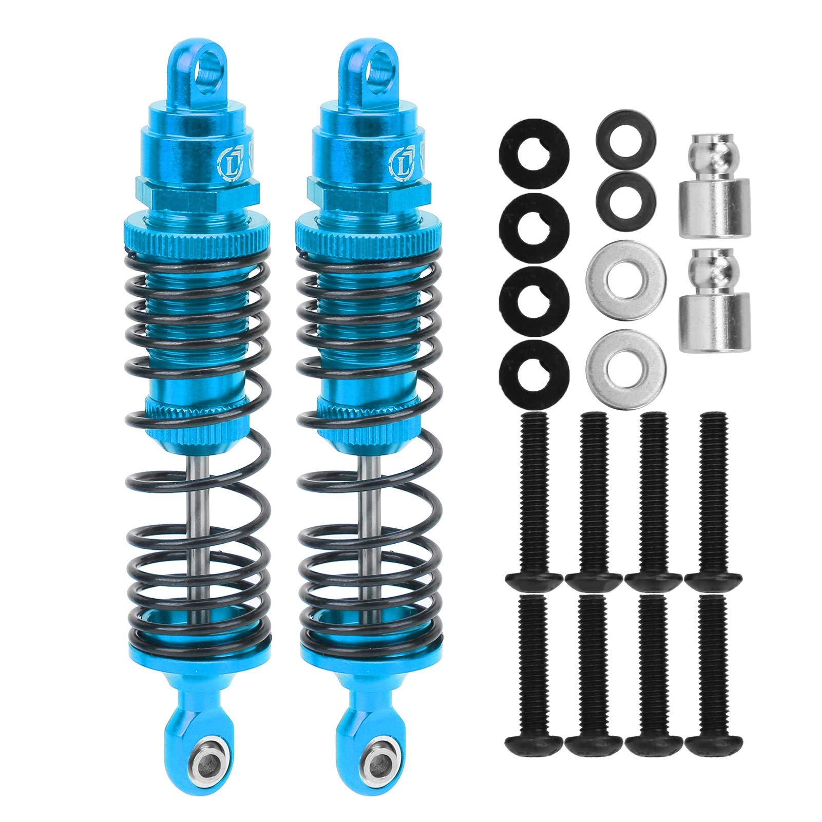 Oumefar 2 Stück RC Car Front Shock Damper, 95 Mm Aluminiumlegierung Front Shock Damper Passend für TRXXAS/für SLASH/für 2WD 1/10 RC Car Parts (Blau B) von Oumefar