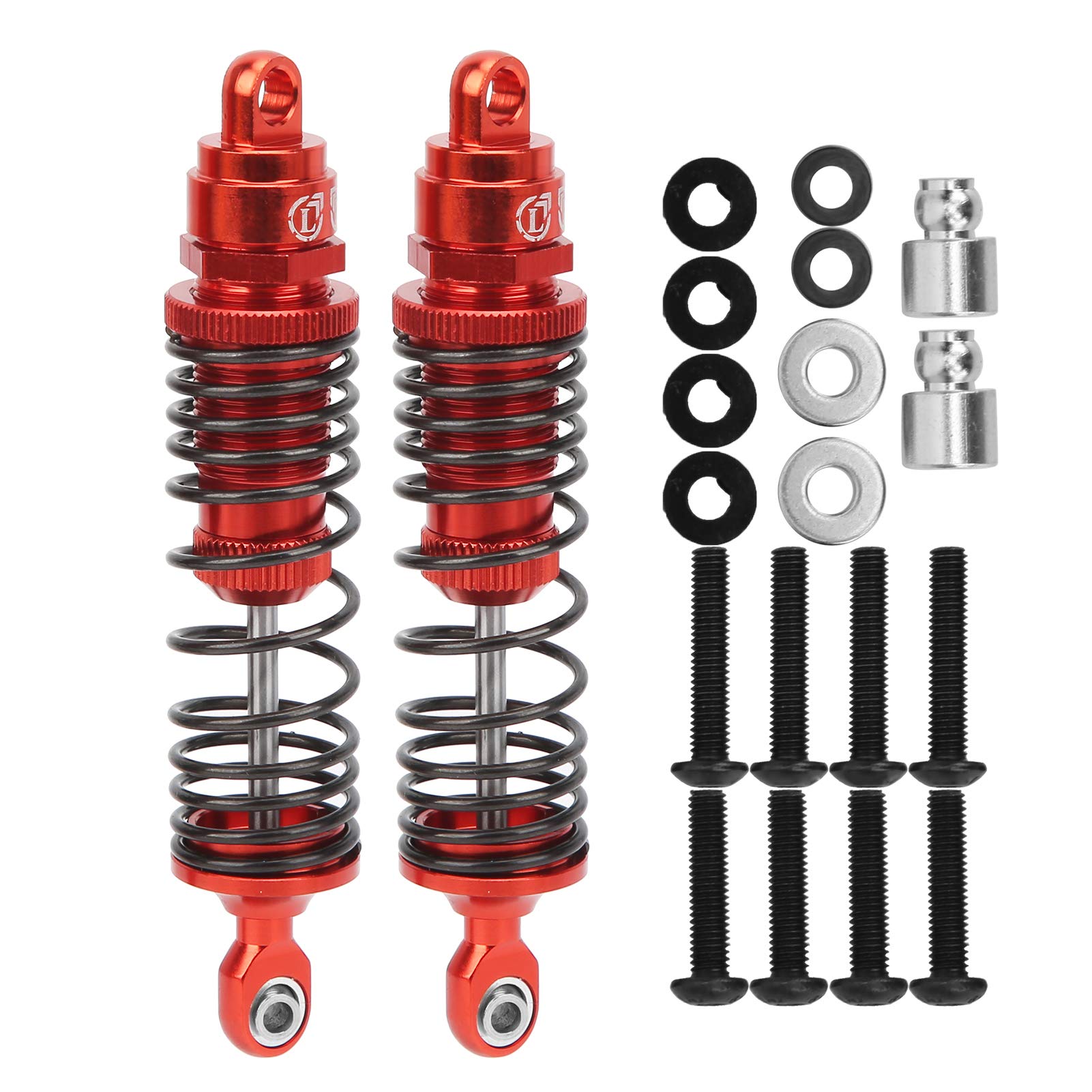 Oumefar 2 Stück RC Car Front Shock Damper, 95 Mm Aluminiumlegierung Front Shock Damper Passend für TRXXAS/für SLASH/für 2WD 1/10 RC Car Parts (Rot R) von Oumefar