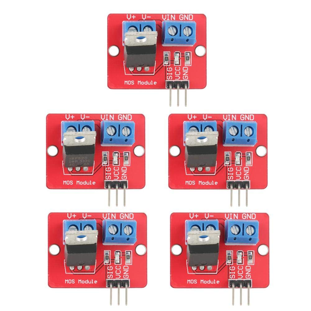 Oumefar 5-teiliges IRF520-MOSFET-Treibermodul 3,3 V / 5 V PWM-Ausgangstreiberplatinenmodul 0-24 V PWM-Treibersteuerungsschalttafel für MCU ARM von Oumefar