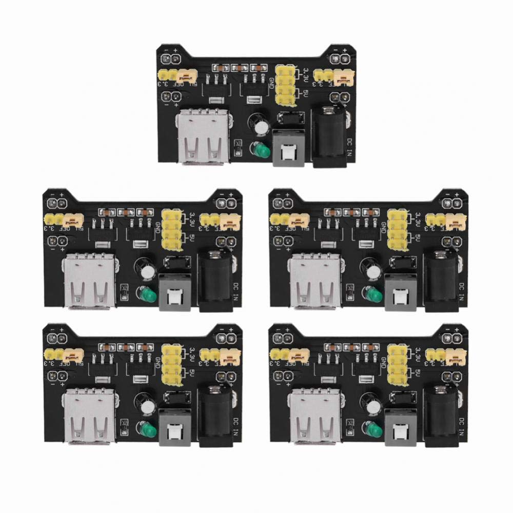 Oumefar 5Pcs 5V/3.3V Steckbrett-Stromversorgungsmodul Power Supply Board Modul Zweikanaliges Netzteil Breadboard Modul Prototyp für Breadboard von Oumefar