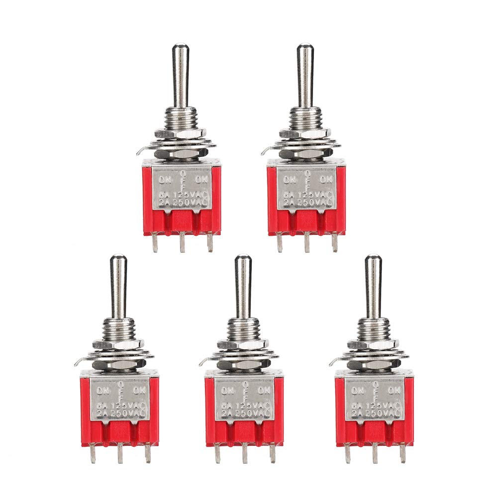 Oumefar 5Pcs 9 Pin 3 Position Mini Kippschalter 3PDT EIN-AUS-EIN Kippschalter 2A/250VAC 6A/125VAC MTS-303 von Oumefar