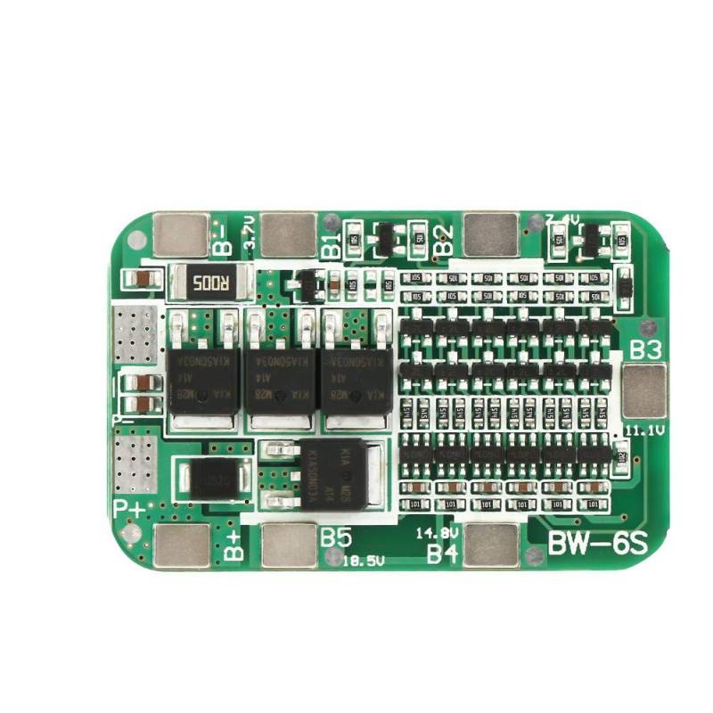 Oumefar 6S 22V/24V Li-Ionen-Zelle BMS-Leiterplatte Batterieschutzplatine 15A Lithium-Batterieschutzplatine für 6er 3,7V Li-Ionen-Zelle von Oumefar