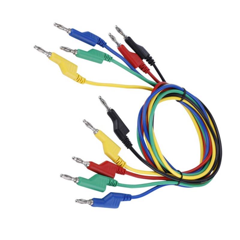 Oumefar P1036 Hochflexibler Spannungsdraht Weiches Silikon, doppelköpfig, 1M, 4 mm, Teststapel, Kabel für Bananen-Bananen-Stecker, für Multimeter 5er-Pack von Oumefar