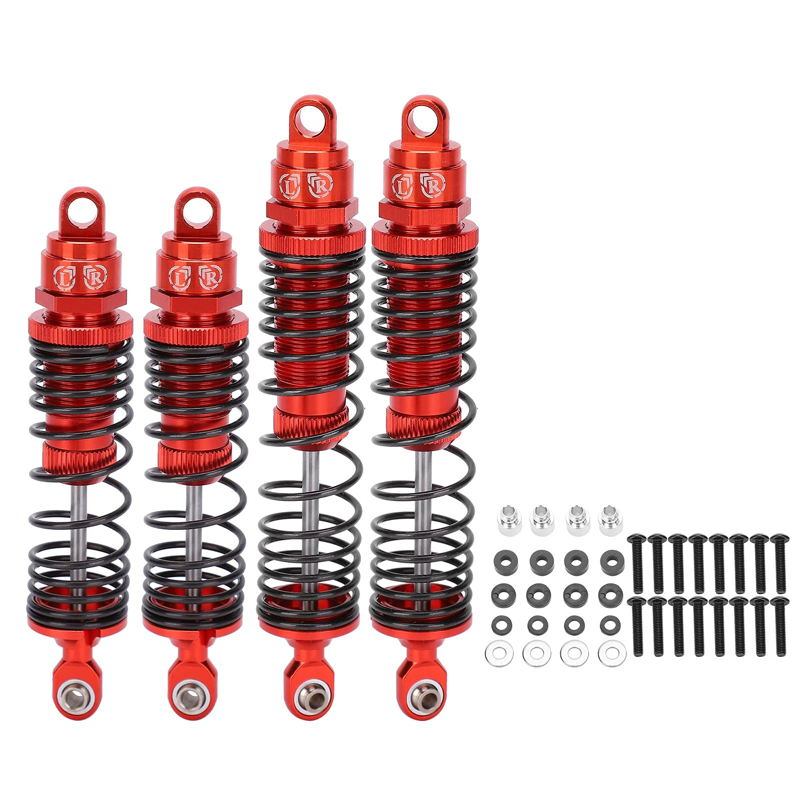 Oumefar RC-Metalldämpfer Vorne und Hinten für SLASH 1/10 RC-Autos, 1/10 RC-Dämpferstoßdämpfer, Stabiles Fahren und Stoßdämpfungseffekt (Rot) von Oumefar