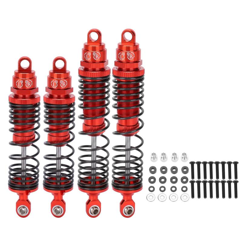 Oumefar RC-Metalldämpfer Vorne und Hinten für SLASH 1/10 RC-Autos, 1/10 RC-Dämpferstoßdämpfer, Stabiles Fahren und Stoßdämpfungseffekt (Rot) von Oumefar