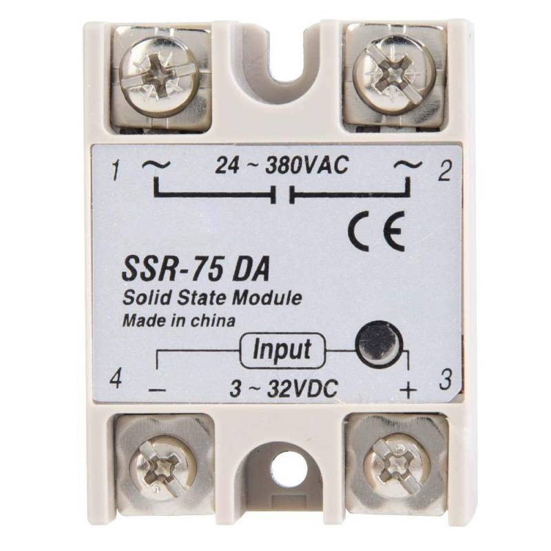 Oumefar SSR-75DA Halbleiterrelais DC-Steuerrelaismodul mittlerer Leistung 3-32 VDC bis 24-380 VAC für petrochemische Geräte von Oumefar