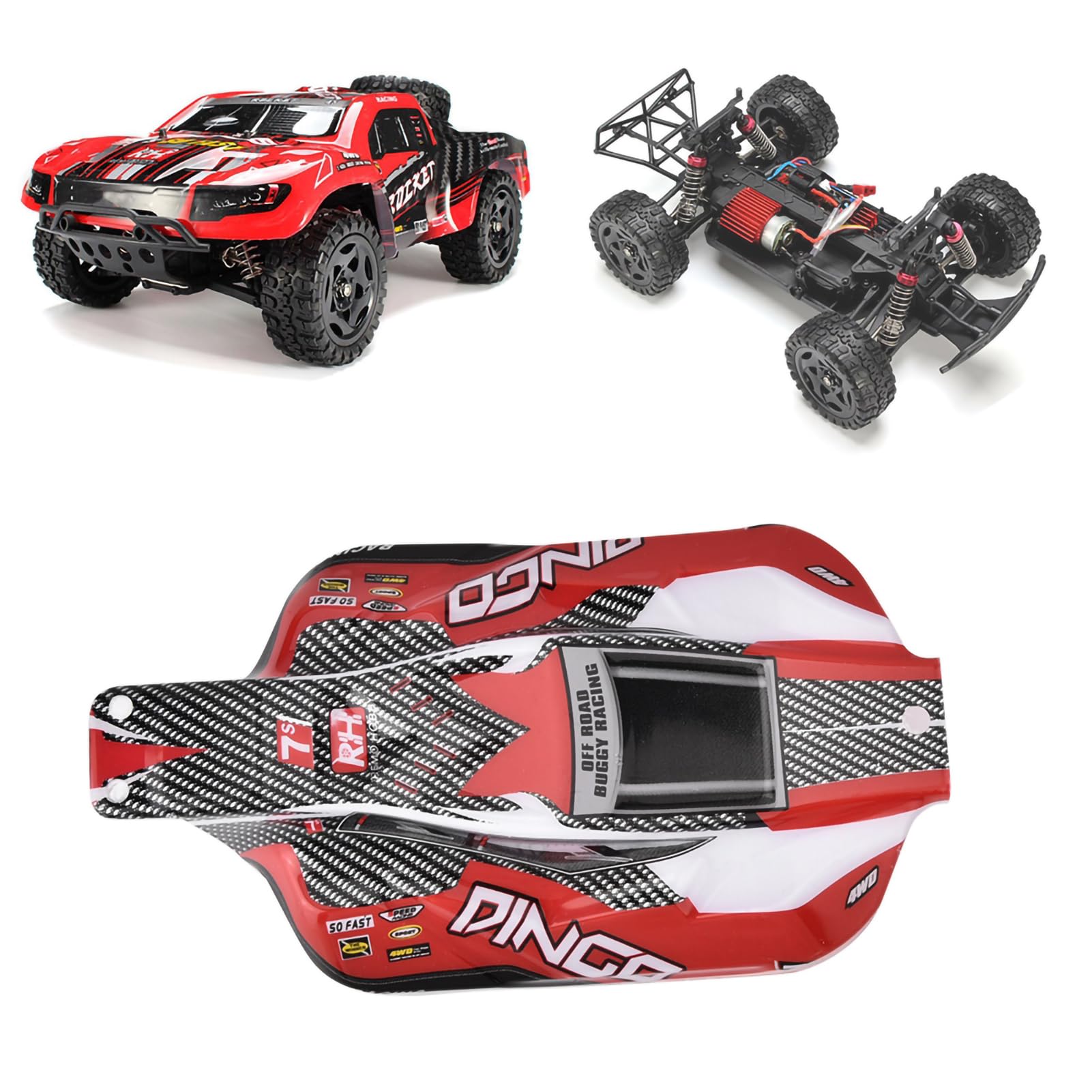 RC Car Shell Solid Stylish REMO Off Road Body Shell RC Accessory Red Green 1/16 Scale Models (Rot D5602) von Oumefar