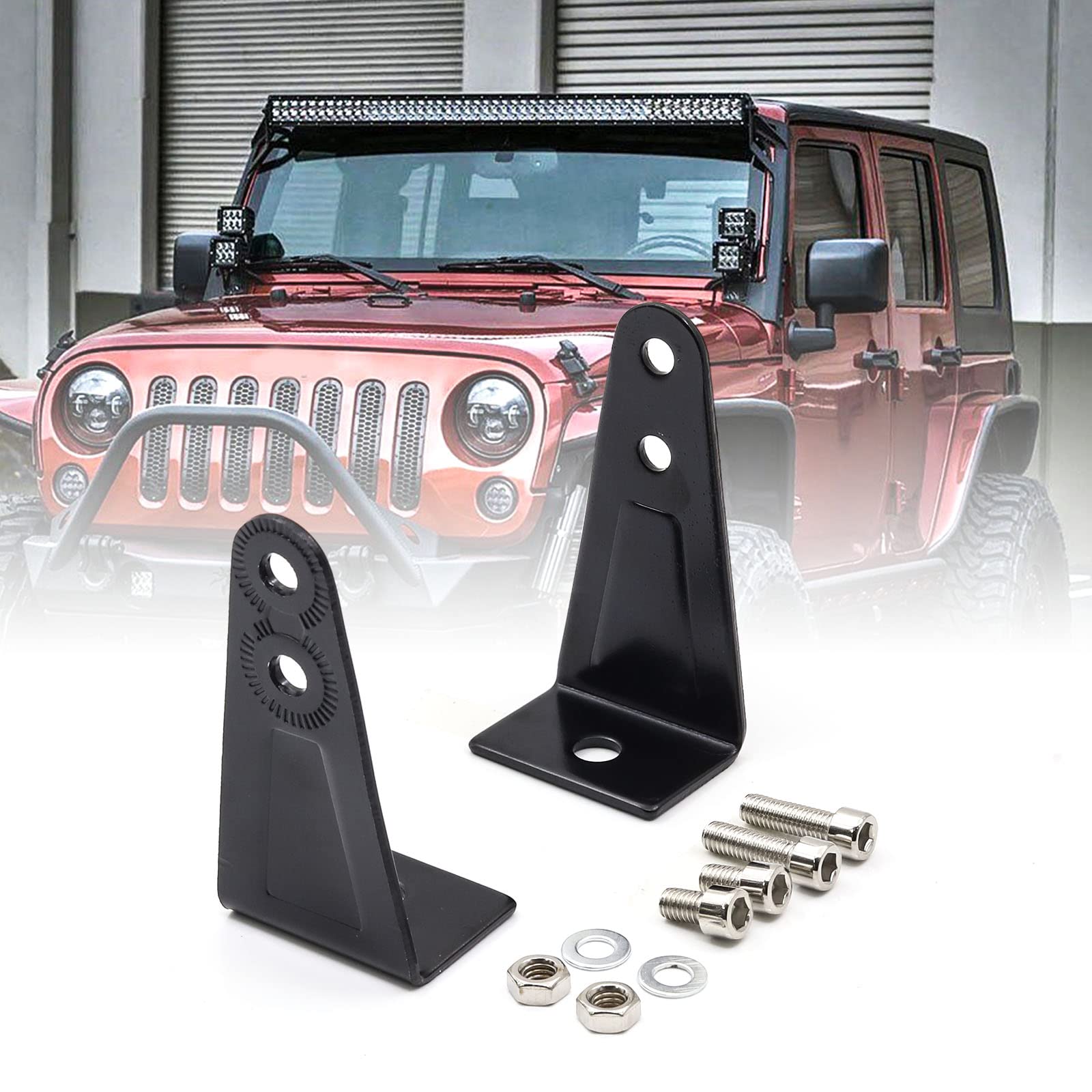 Universal Light Bar Side Brackets Side Mounting Brackets Kit Black Side Mount Base for Offroad Truck Jeep Double Row Straight or Curved LED Light Bar. von Ourbest