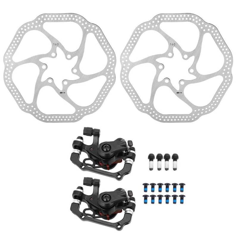 Outbit Fahrrad Scheibenbremsen, Mechanische Scheibenbremse, MTB Hydraulisches Scheibenbremssystem Radfahren Vorderrad Hinterer Bremssattel mit 160 mm Rotoren für Fahrräder von Outbit