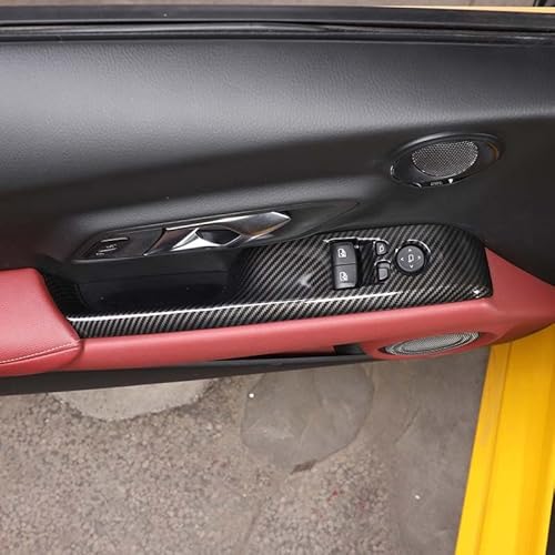 OuyOo 2 Stück Autofenster Glas Hebeknopf Rahmen Dekorative Aufkleber Kohlefaser für Toyota GR Supra MK5 A90 2019-2022 Zubehör von OuyOo