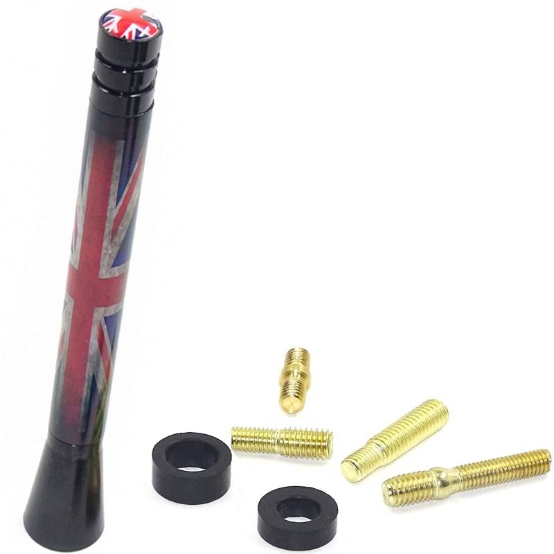 Overdrive-Racing Antenne Dach Stabantenne Vintage Union Jack Rot Blau Kompatibel Mit Mini Cooper S ONE Cabrio Clubman Coupe Countryman Roadster von Overdrive-Racing