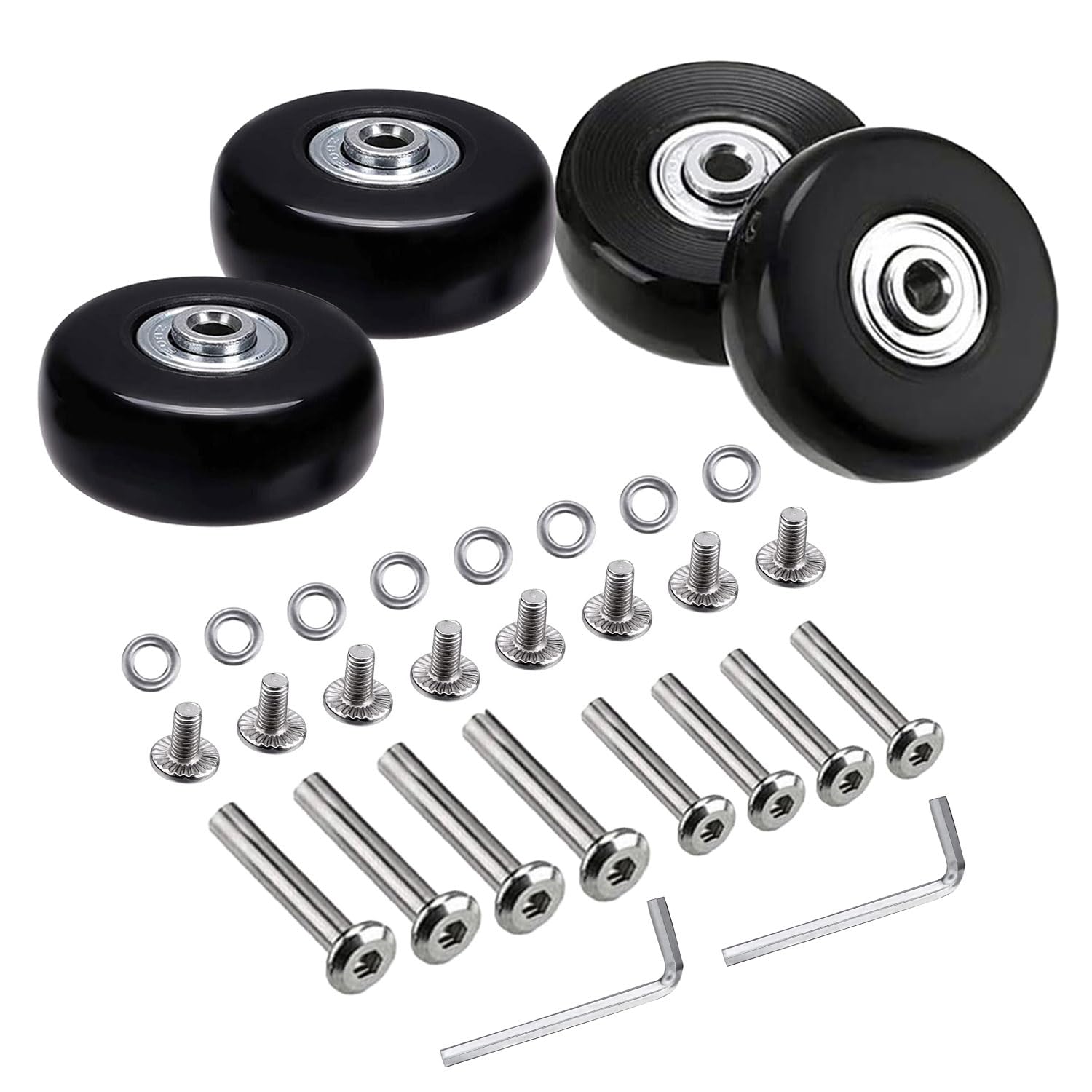 Koffer Rollen Ersatz, 4 Stück Koffer Ersatzrollen, Kofferrollen Ersatzrollen 50mm, Ersatzrollen Koffer mit Reparaturset, Kofferrollen 50mm, Koffer Rollen Ersatz Geeignet für Koffer Trolleys Skates von Ovtai